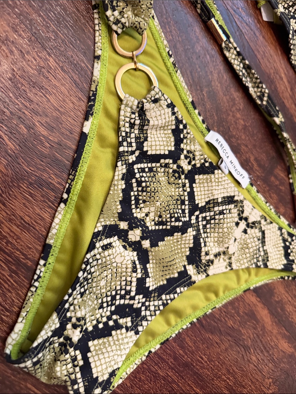 Rebecca Minkoff Olive and Black Snakeskin Bikini Bottoms - Picture 5 of 7